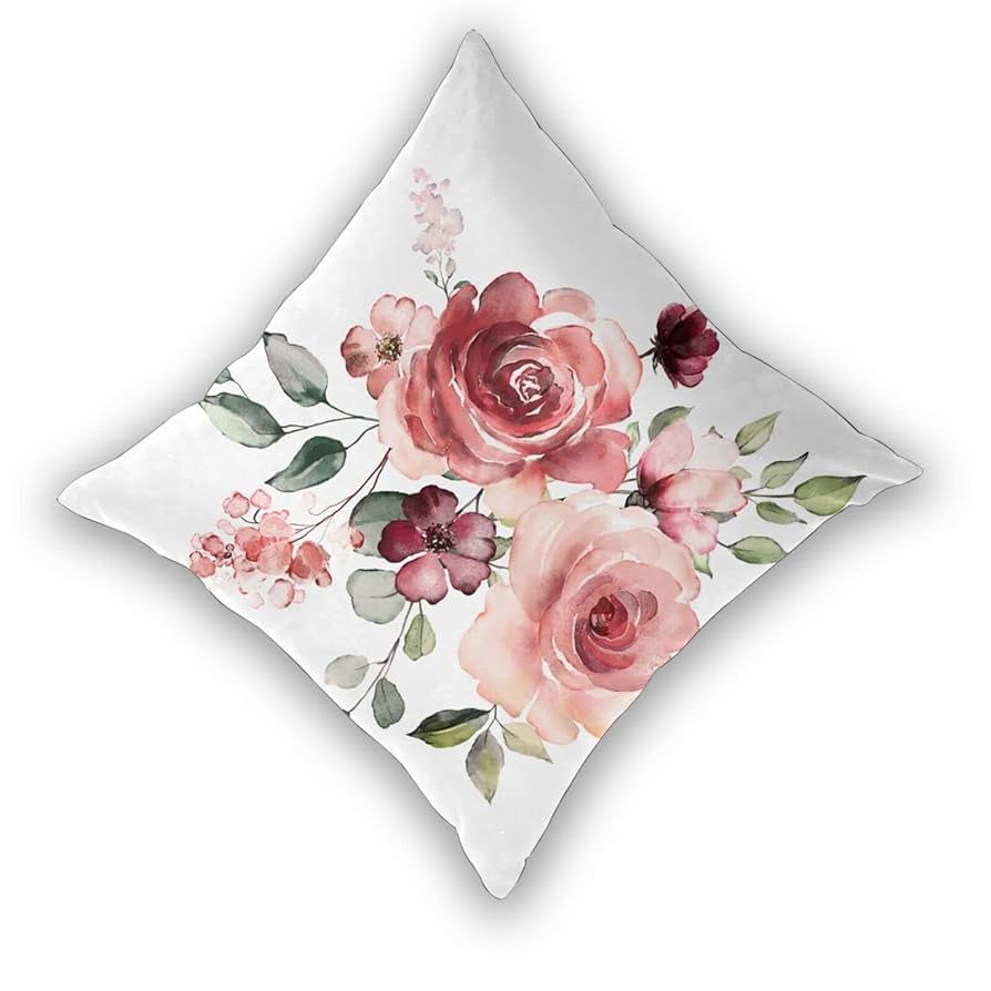 ルルメリー　フランフラン　 バラの花柄クッションカバー 赤バラピンクバラ　２枚 ルルメリーフランフラン バラの花柄クッションカバー 赤バラ